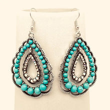 Load image into Gallery viewer, Rhinestone Turquoise Dangle Earrings