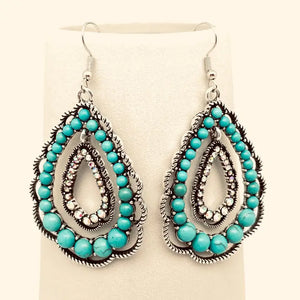 Rhinestone Turquoise Dangle Earrings