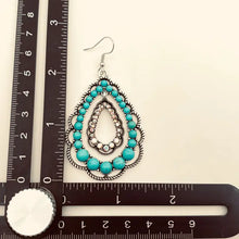 Load image into Gallery viewer, Rhinestone Turquoise Dangle Earrings