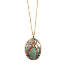 Load image into Gallery viewer, Metal &amp; Stone Pendant w/Chain