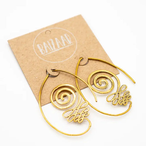 Brass Spiral Squiggle Earring