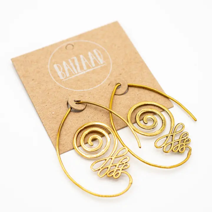 Brass Spiral Squiggle Earring