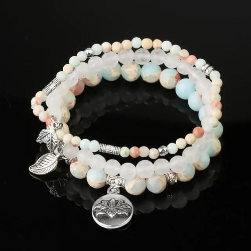 Stone Stackable Bracelet  with Charms