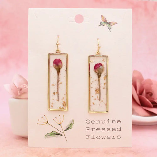 Sweet Pink Dried Flower Earrings