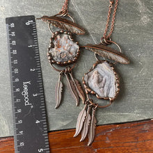 Load image into Gallery viewer, Taos Feather Motif Druzy Quartz Necklace