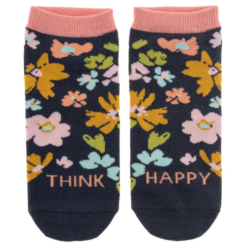 Think Happy Navy Ankle Socks