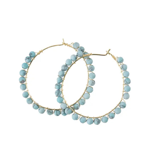 Turquoise Stone Hoop Earrings