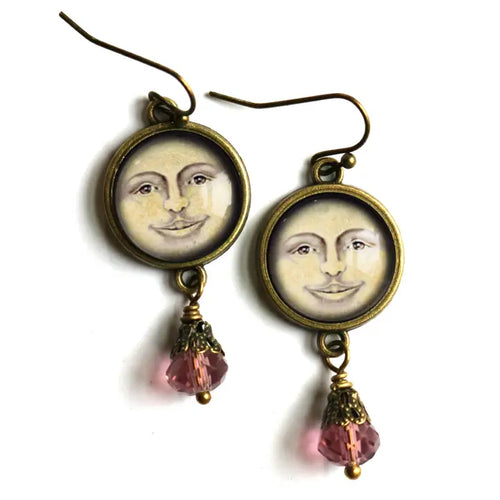 Victorian Man in the Moon Earrings