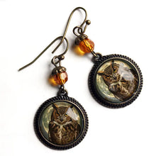 Load image into Gallery viewer, Victorian Owl Earrings