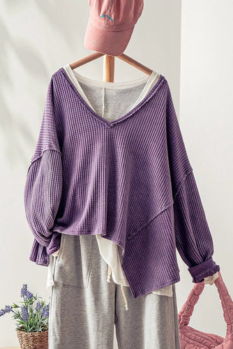 Waffle Knit Long Sleeve Top