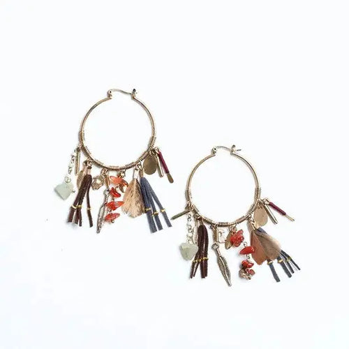 Winona Charm Hoop Earrings - Gold