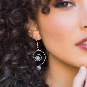 Wire-Wrapped Stone Earrings Amazonite