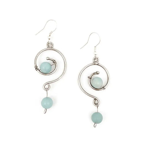 Wire-Wrapped Stone Earrings Amazonite