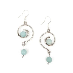 Wire-Wrapped Stone Earrings Amazonite