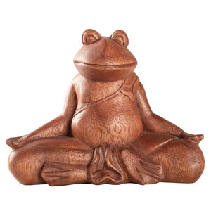 Wooden Meditating Frog