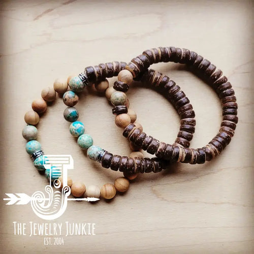 Wood & Imperial Jasper Stacked Bracelet