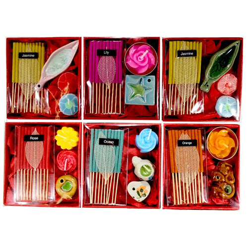 Incense Candle & Tray Gift Boxes Asst