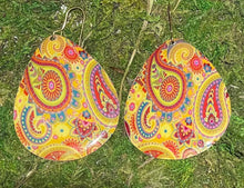 Load image into Gallery viewer, Paisley Print Teardrop Earrings