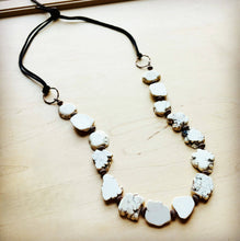 Load image into Gallery viewer, White Turquoise Slab Necklace with Leather Closure 228O