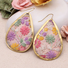 Load image into Gallery viewer, Pastel Pink Floral Embordered Earrings