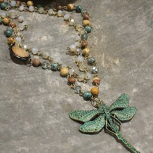 Load image into Gallery viewer, Bohemian Layered Mixed Stone Dragonfly Necklace