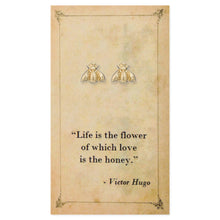 Load image into Gallery viewer, Literary Quotes Gold Bee Post Earrings