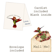 Load image into Gallery viewer, Greeting Card with Tiara, Celebrate This Moment, Hummingbird