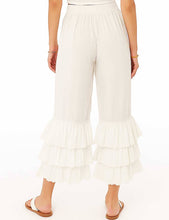 Load image into Gallery viewer, Ladies Solid Color Elastic Waist Pull -On Tiered Ruffle Pants