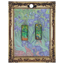 Load image into Gallery viewer, Irises Print Silver Bar Fine Art Earrings