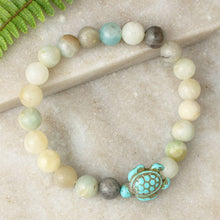 Load image into Gallery viewer, Swimming Sea Turtle Amazonite Bead Bracelet