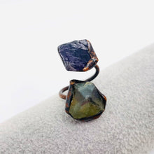 Load image into Gallery viewer, Natural Stone Irregular Fluorite Crystal Adjustable Ring