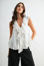 Load image into Gallery viewer, Sleeveless Blouse with Ruffled Embroidered Lace