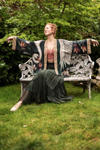 Load image into Gallery viewer, Under My Wing Pixie Crop Kimono w/ Swan &amp; feathers