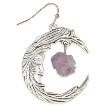 Load image into Gallery viewer, Magical Moon Silver Crescent Amethyst Earrings