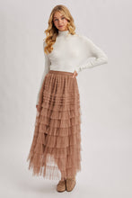 Load image into Gallery viewer, RUFFLED TULLE MIDI SKIRT