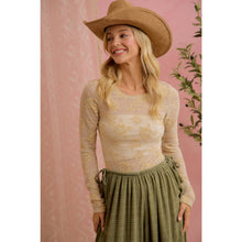 Load image into Gallery viewer, FLORAL EMBROIDERED STRETCH LACE LONG SLEEVE TOP