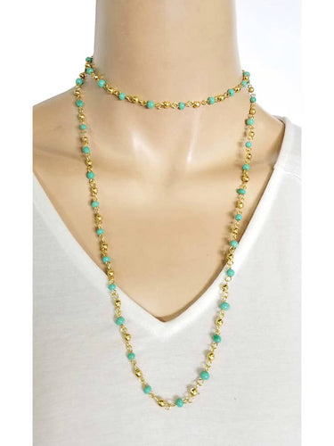 Long Beaded Chain Necklace