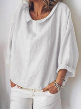 Load image into Gallery viewer, Vintage Ramie Cotton Round-Neck Lapel T-Shirt