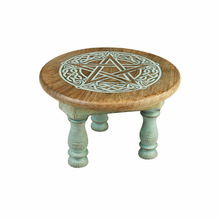 Load image into Gallery viewer, Wooden Altar Stool - Celtic Pentacle (6 x 4 in.)
