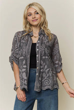 Load image into Gallery viewer, BOHO EMBROIDERED BUTTON-DOWN TOP