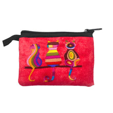 Load image into Gallery viewer, Embroidered 3 Cats Psychedelic Ecuadorian Coin Purse Pouch