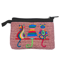 Load image into Gallery viewer, Embroidered 3 Cats Psychedelic Ecuadorian Coin Purse Pouch