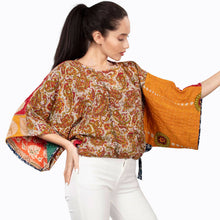 Load image into Gallery viewer, Reversible Kantha Kimono Crop Top