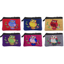 Load image into Gallery viewer, Embroidered Owl Bird Animal Art Ecuadorian Coin Purse Pouch