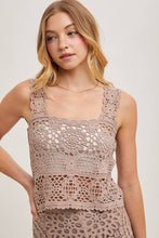 Load image into Gallery viewer, SHEER CROCHET SLEEVELESS SQAURE NECK TOP