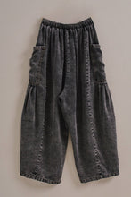 Load image into Gallery viewer, Washed Denim Utility Wide Leg Pants With Cargo Pockets