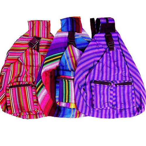 Woven Striped Messenger Backpack