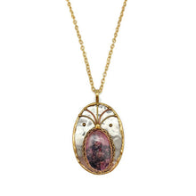 Load image into Gallery viewer, Metal &amp; Stone Pendant w/Chain