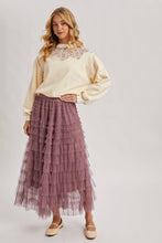 Load image into Gallery viewer, RUFFLED TULLE MIDI SKIRT