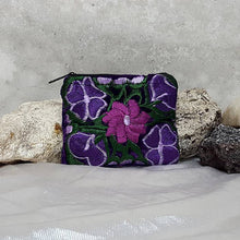 Load image into Gallery viewer, Embroidered Floral Velvet Coin Purse Pouch